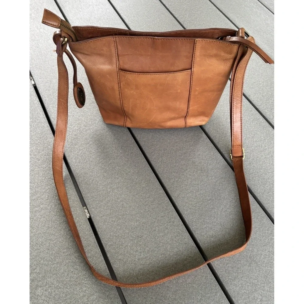 Born Brown Leather Woven Crossbody Bag Basket Weave Design